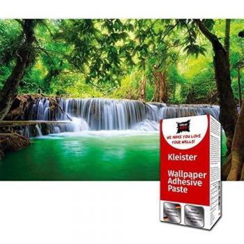 GREAT ART Foto Mural de Cascada en el Bosque 336 x 238 cm - Papel Pintado 8 Piezas incluye Pasta para pegar