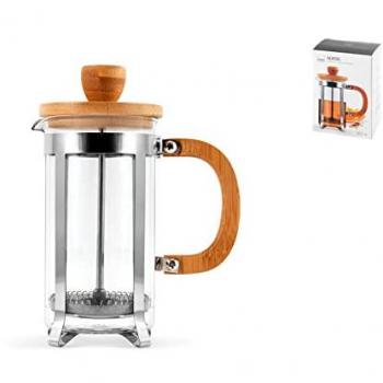 Cafetera de émbolo inoxidable y bambú con bote de borosilicato 35 cl