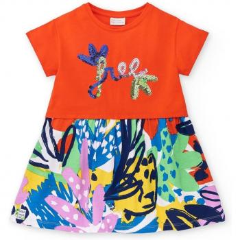 Tuc Tuc Vestido de niña combinado de manga corta con lentejuelas Rockin The Jungle