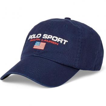 Gorra de hombre Polo Ralph Lauren de algodón con logotipo Polo Sport en color azul marino, blanco y rojo