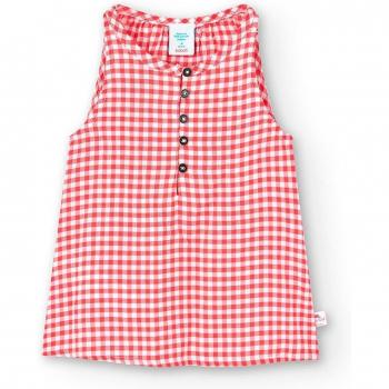 Blusa de niña sin mangas de cuadros vichy