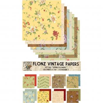 Paper Pack (24sh 6x6) Spring Flowers FLONZ Vintage Paper for Scrapbooking and Craft