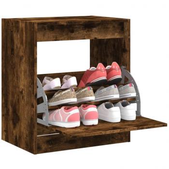 Zapatero Armario Estantería de Madera Contrachapada Color Marrón Roble, Roble Ahumado y Roble Sonoma, 60x42x69 cm vidaXL