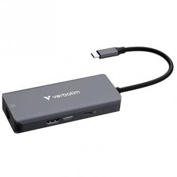 Verbatim 6-Port USB-C Multiport Hub with RJ45 Ethernet and 100W Power Delivery
