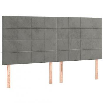Cabecero con luces LED terciopelo gris claro 200x5x118/128 cm