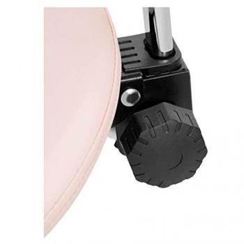 Taburete de Estética Physa Mannheim - Altura regulable 55 - 69 cm, Soporta hasta 150 kg, Color Rosa salmón con estructura Plateada, Respaldo y asiento regulables en altura