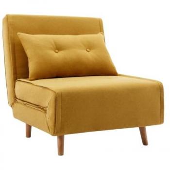 Sillón cama convertible de tela amarillo mostaza URIBIA