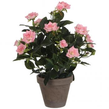 Rosal PVC Color Rosa con Maceta Gris para Muebles de Exterior