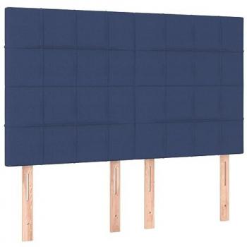 Cabecero de cama con luces LED en tela azul 144x5x118/128 cm