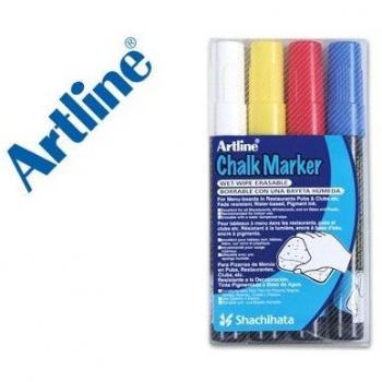 Artline EPW-4-ST - Bolsa de 4 rotuladores para pizarra verde y negra