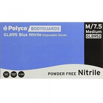 Polyco Nitrile Food Preparation Gloves Powder-free Medium Size 7.5 Blue Ref GL8952 [Pack 100]
