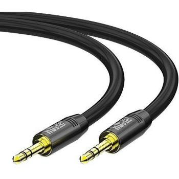 HDGear AC0200 Cable de conexión de Audio Premium Conector enchapado en Oro, Conector de 3.5 mm a Conector de 3.5 mm, 2.00m, Negro