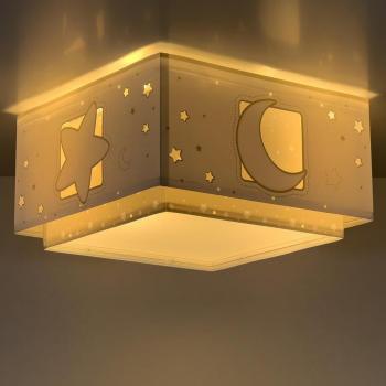 Plafón infantil Dalber Moonlight 1 luz gris con diseño de luna y estrellas