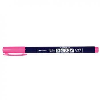 Rotulador Caligrafía Fudenosuke Base Agua Punta Elástica Dura Tombow Rosa Neón