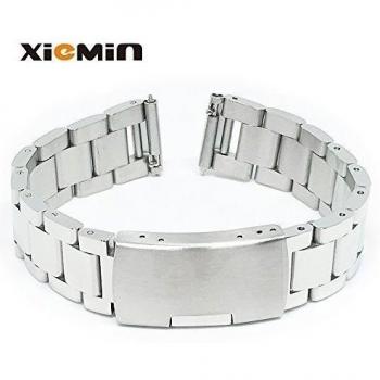 xiemin 22 mm Reloj de acero correa de banda watchband para moto360 2 nd Gen, Asus ZenWatch, LG Urbane, tiempo de Pebble Acero Correa de recambio para Samsung Smartwatch, Regular, 22 mm-band, color plata