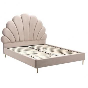 Cama 160 x 200 cm de Terciopelo Beige - LIVAYA