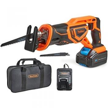 VonHaus Sierra de Sable máx. 20 V - Disparador de Velocidad Variable, 2 X Cuchillas para Madera, 22mm Longitud de la Carrera - Batería, Cargador y Bolso de Herramientas