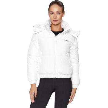 Fila Buchen Women's Cropped Puffer Jacket, Bright White, XL