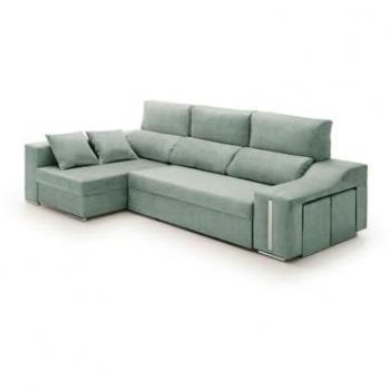 Sofá Chaise Longue Cama con Arcón y Puff Izquierdo Agua Marina Giuliana