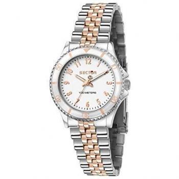 Sector 230 Women's Just Time Quartz Watch - Stainless Steel, Rose Gold PVD, White Dial, 100M Water Resistant