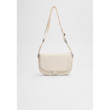 Ecru Round Flap Crossbody Bag