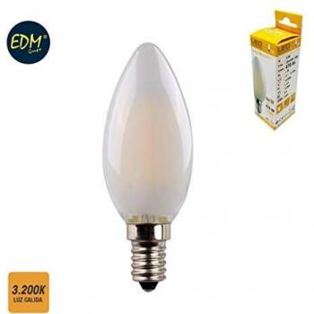 Edm 98629 Bombilla Vela Filamento Led Cristal Mate, Luz Calida