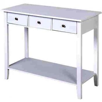 HOMCOM Mesa Auxiliar para la Entrada con 3 Cajones y 1 Estante Inferior para Gran Espacio de Almacenaje para Muebles de Recibidor Tipo Consola Clásica Vintage 90x40x75cm Blanco
