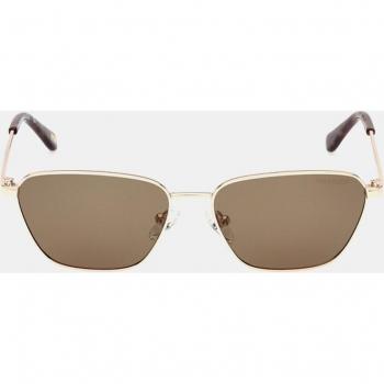 Skechers Women's Geometric Metal Sunglasses with Polarized Lenses in Gold and Brown