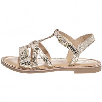 Sandalias planas de cuero para niña BIRON Les Tropeziennes par M.Belarbi en dorado