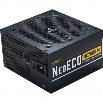 Antec NeoECO NE750G M 750W Gold Fully Modular Power Supply Unit (PSU) with 120mm Silent Fan, Heavy-Duty Japanese Capacitors, Hybrid Zero RPM Mode, and UK Plug