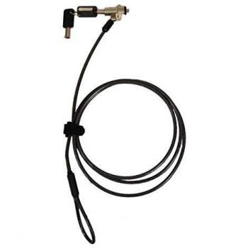 Cable de seguridad con llave Port Designs 901211 - Antirrobo para laptops, negro y latón, diseño Noble Wedge Slot