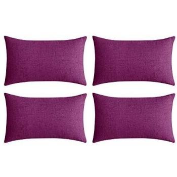 Deconovo Funda para cojin de Lino Prodector del Mueble 4 Piezas 30x50cm Púrpura