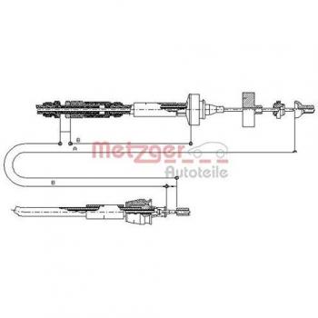 Cable de embrague METZGER 10.2962 para Renault Laguna 1 y Grandtour con ajuste manual