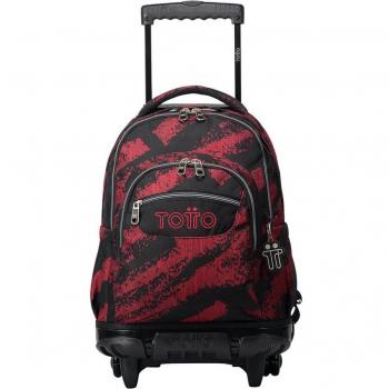Mochila Escolar con Ruedas Totto España - Diseño de Renglones en Color Granate
