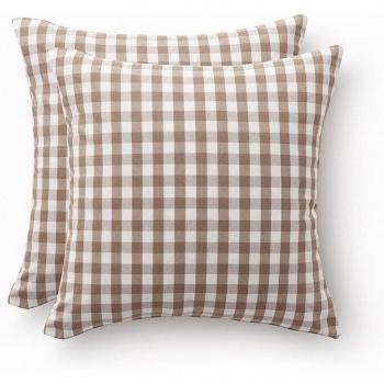 Gamusi Pack 2 Fundas Cojín Vichy 45x45 cm Taupe