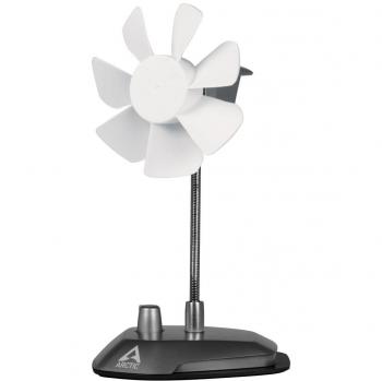 ARCTIC Breeze - Ventilador de Mesa USB con Cuello Flexible y Velocidad Ajustable, Ventilador Portátil para Casa, Oficina, Ventilador USB Silencioso, Velocidad del Ventilador 800-1800 RPM - Plata