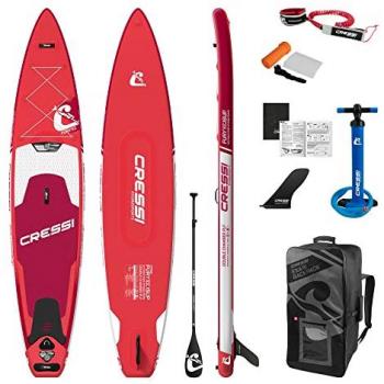 Cressi Fury 12'2'' Tabla Paddle Surf Hinchable Roja-Blanca, diseñada para largas sesiones en el mar, con forma hidrodinámica, unisex-adulto