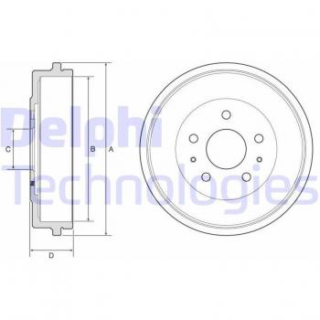 Tambor de freno DELPHI BF568 con características de alta calidad, diseño duradero, fabricado en materiales resistentes a la corrosión, optimizado para un rendimiento de frenado eficiente y compatible con múltiples modelos de vehículos