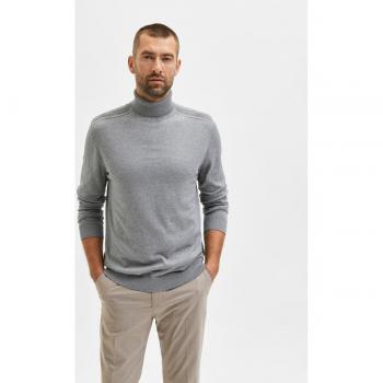 Suéter de hombre cuello vuelto gris Selected Uomo SLHBERG
