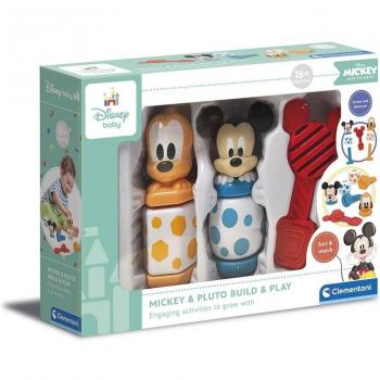 Clementoni Baby Mickey & Pluto Construye y Juega - Juego de construcción educativo para bebés, incluye piezas grandes y coloridas, fomenta la creatividad y la coordinación motora, diseñado con personajes de Disney