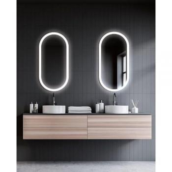 Espejo Elíptico Iluminado Acrílico Luz Fría Modelo Canadá 90x50 LEDIMEX