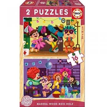 Educa Borrás- Fiesta Puzzle Madera Disfraces