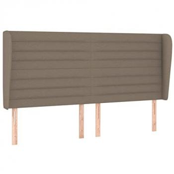 Cabecero con orejas de tela gris taupe 163x23x118/128 cm
