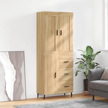 Aparador alto de madera contrachapada color roble 69,5x34x180 cm