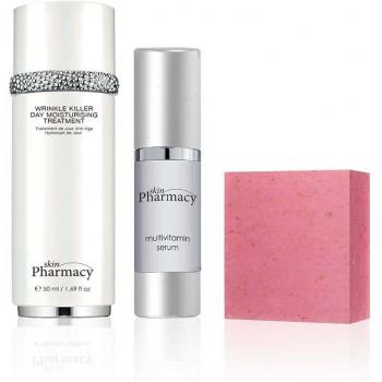 Rutina Completa Skin Pharmacy: Jabón Limpiador, Sérum y Crema Hidratante de Día