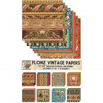 Paper Pack (24sh 6x6) Baroque Laces and Frames FLONZ Vintage Paper for Scrapbooking and Craft