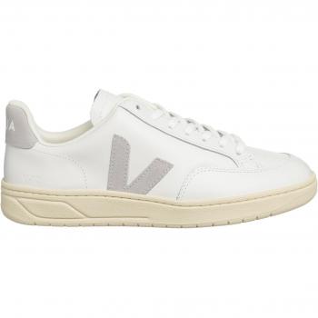 Zapatillas Veja V-12 para mujer en cuero blanco y gris, talla 37