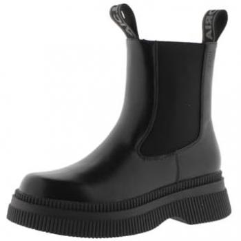 Botines de mujer Victoria Dublín negro monocromo con suela gruesa y tirador doble 1301104