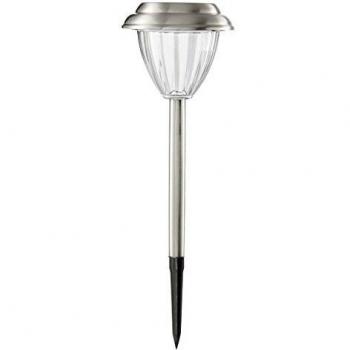Baliza LED Solar Palma, Set de 4, Acero Inoxidable, 28x12 cm, Luz Cálida