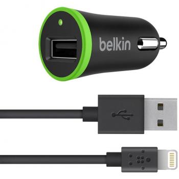 Belkin cargador para coche de 2,4 A con cable Lightning, para iPhone 12, 12 Pro, 12 Pro Max, 12 mini, 11, 11 Pro/Pro Max, XS/XS Max, XR, X, 8/8 Plus, iPad y iPod Touch, certificación MFi, negro